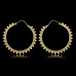 Hindi Brass Hoop Earrings - 2 in. diameter